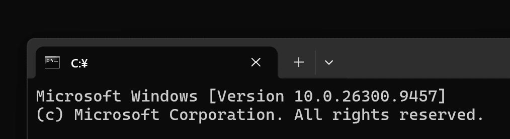 start "C:\" によって開いたコマンドプロンプト。ウィンドウのタイトルが C:\ になっている